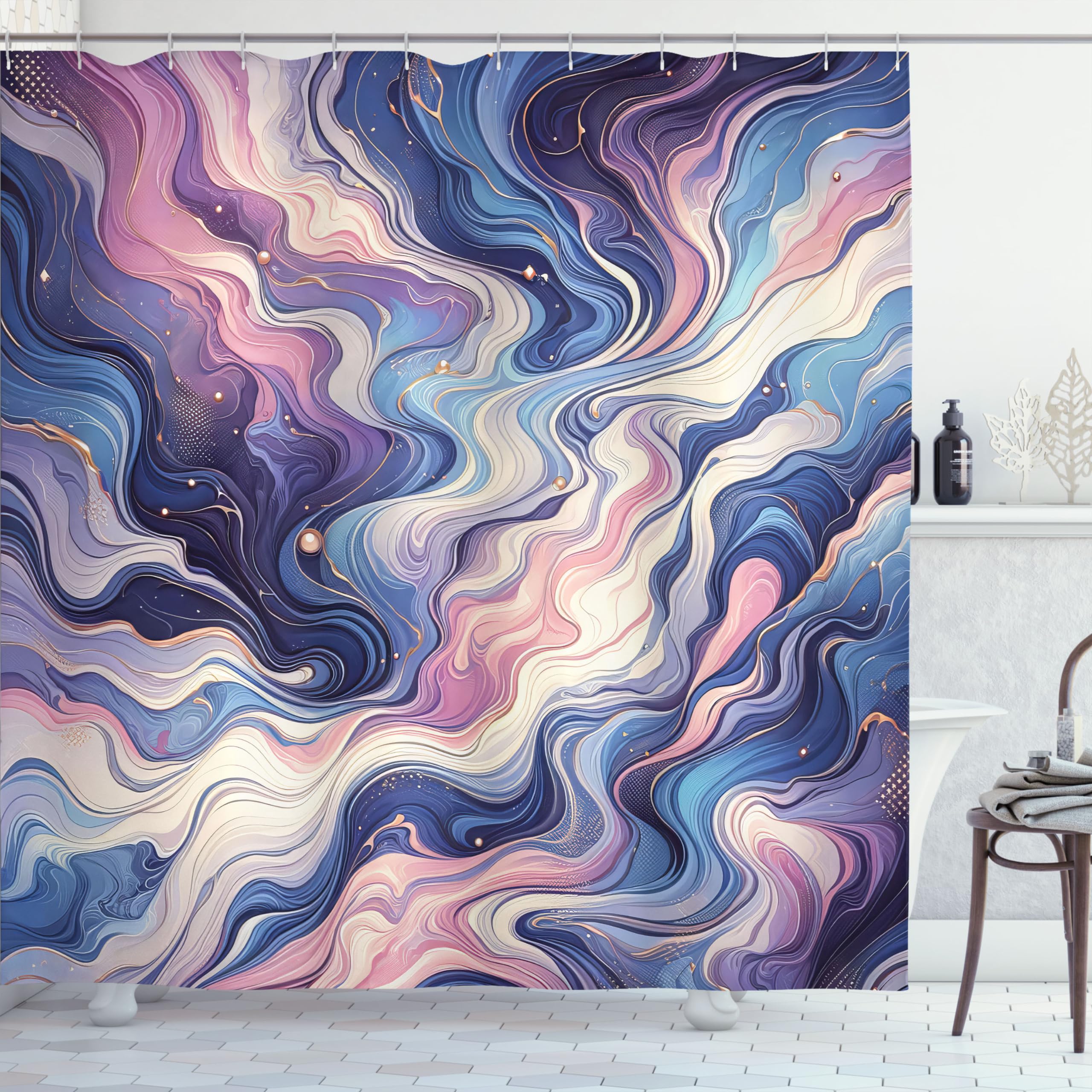 Ambesonne Purple Shower Curtain, Oil Paint Like Marble Print Warm Deep Tones Mystery Of The Universe, Cloth Fabric Bathroom Deco